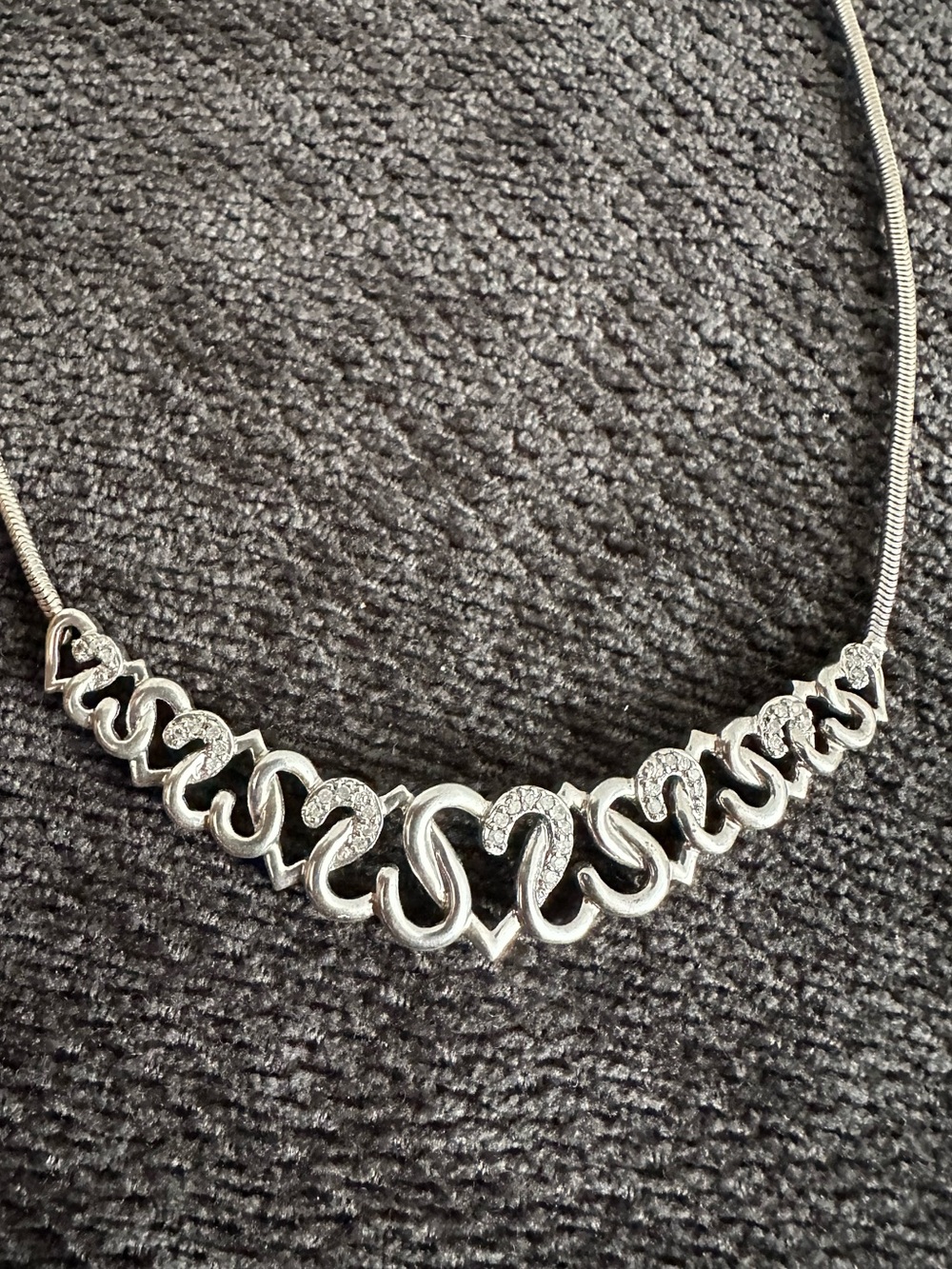 925 Sterling silver diamond heart necklace